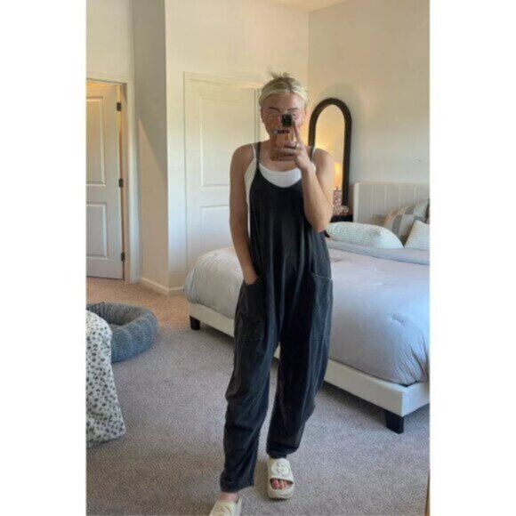 FREE PEOPLE Movement Hot Shot Onesie in Washed Black Size Small - Picture 1 of 15